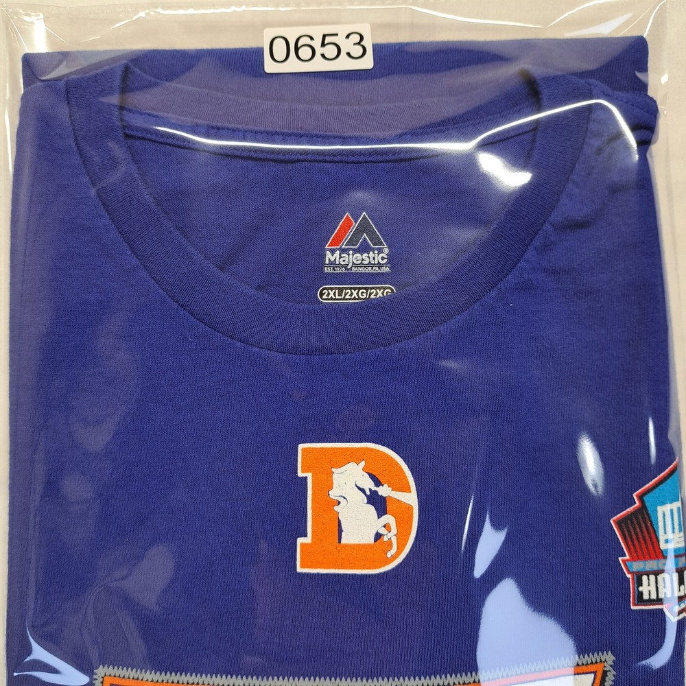 Majestic John Elway‎ Denver Broncos Mens 2XL Blue Excellent Hall of Fame Tee 7 - Picture 12 of 12